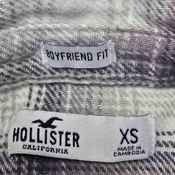 Hollister Shacket Boyfriend Fit Women's Gray Plaid Flannel Shirt XS [65] - Picture 10 of 10